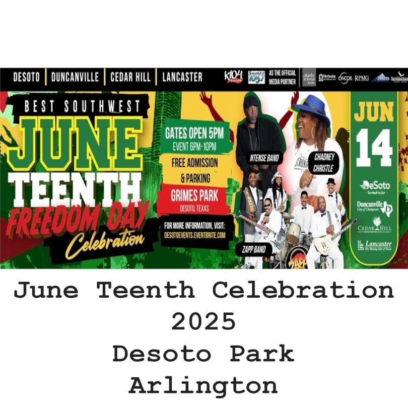 A vibrant Juneteenth Freedom Day Celebration poster featuring musical artists and event details.